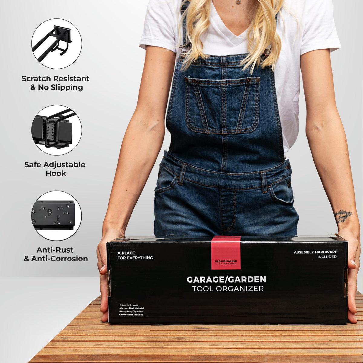 TIDYME stores power tools and ladders with sturdy support
