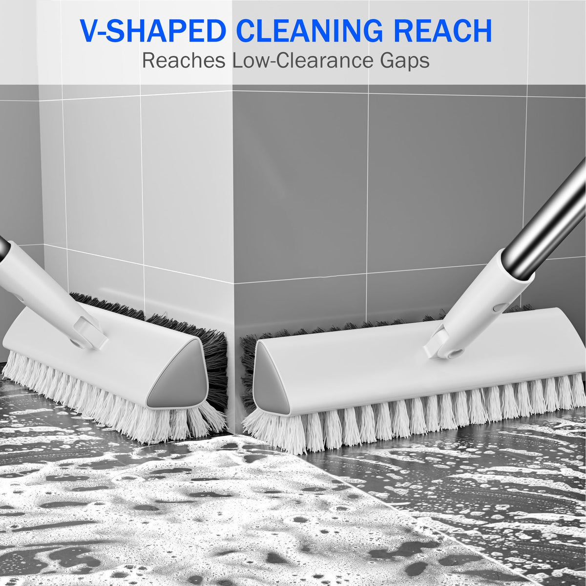 Extended stainless steel pole reduces bending for comfortable deep cleaning.