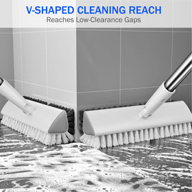 Extended stainless steel pole reduces bending for comfortable deep cleaning.