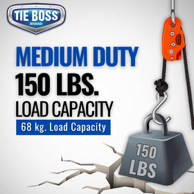 Tie Boss G-hook provides sturdy attachment for confident securement.