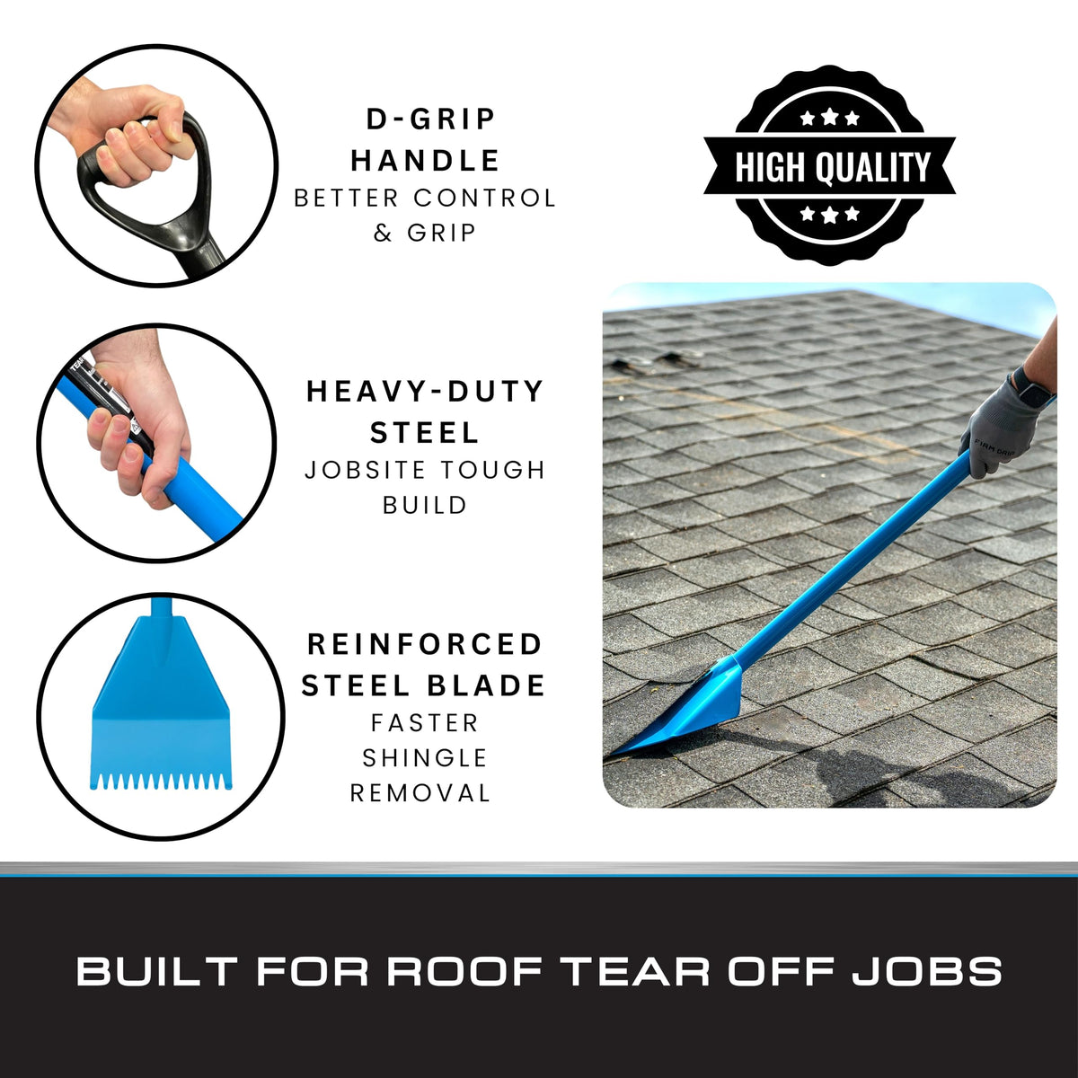 Tie Down El Burro Shingle Shovel blade edge lifts embedded nails smoothly.