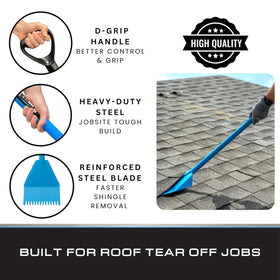 Tie Down El Burro Shingle Shovel blade edge lifts embedded nails smoothly.