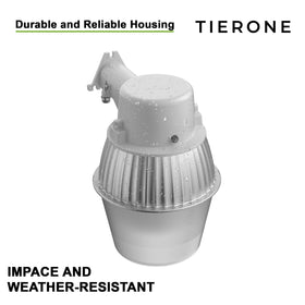 TIERONE barn light photocell close-up demonstrating dusk-to-dawn automation
