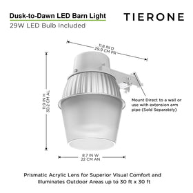TIERONE barn light side view highlighting rugged exterior for outdoor use