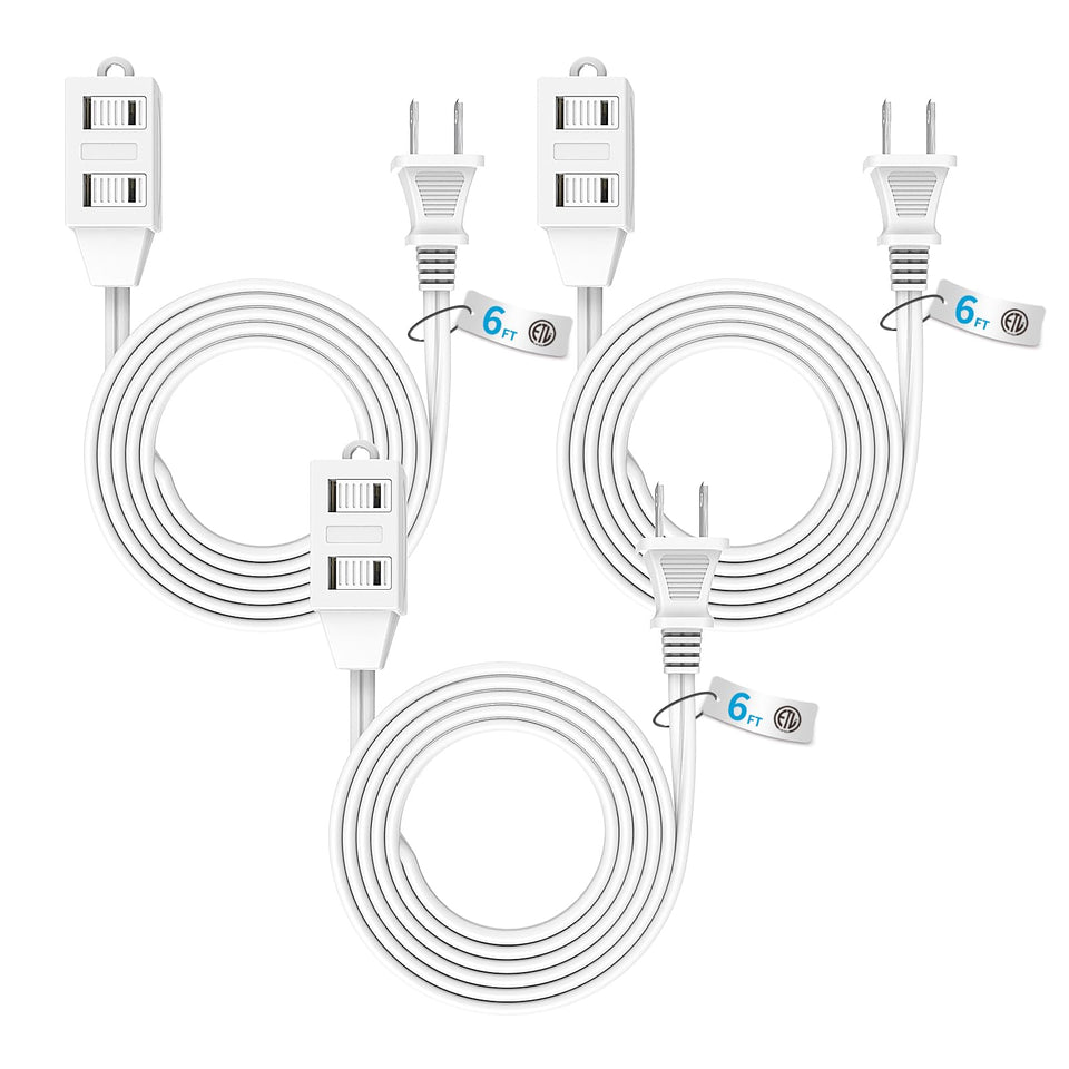 Tiffcofio 6ft indoor extension cord showing flexible reach for home use