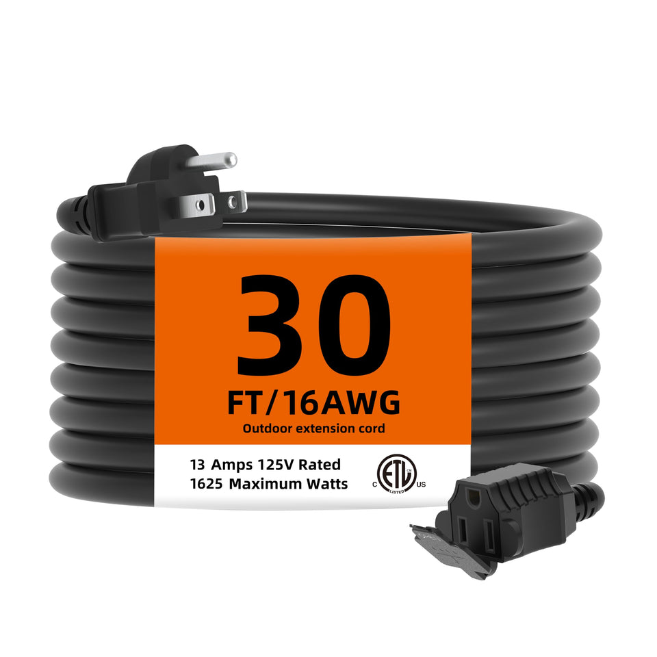 TiFFCOFiO indoor outdoor extension cord 30ft outdoors provides versatile reach for power needs