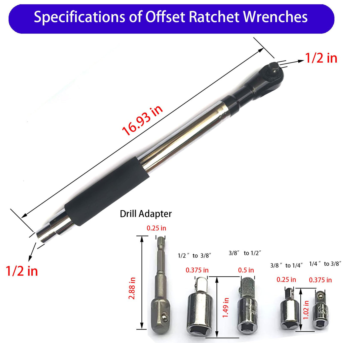 Tigbrother Offset Wrench Extender slim neck reaches narrow gaps.