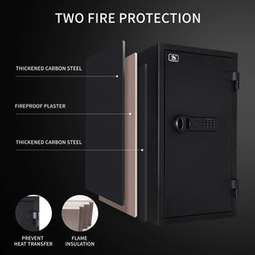 TigerKing fireproof safe double hinges design prevents heat transfer.