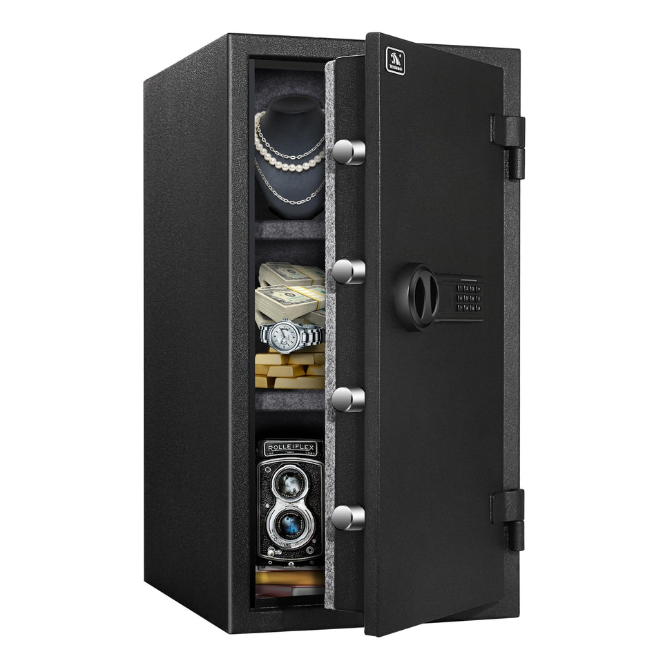 TigerKing fireproof safe front view for durable home security.