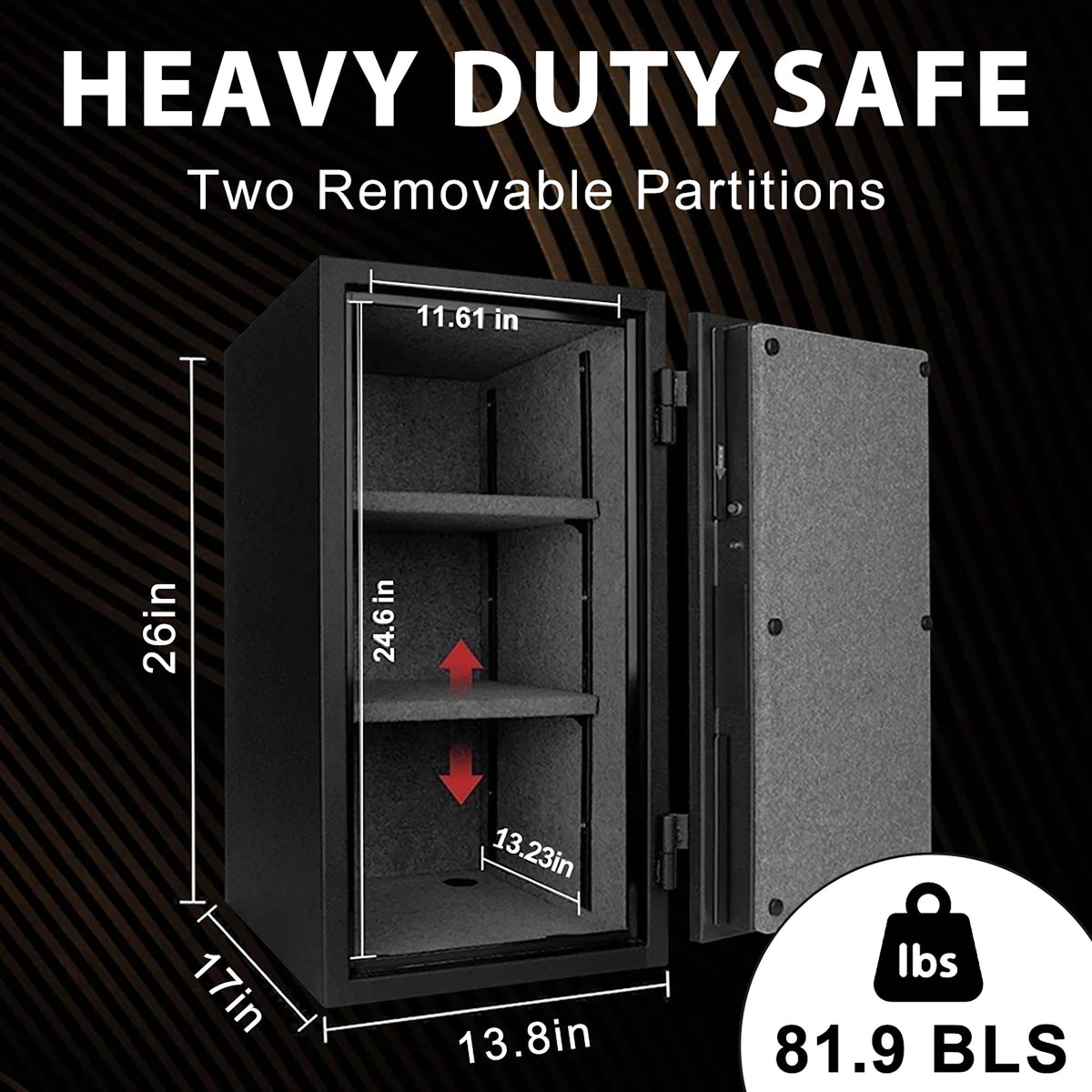 TigerKing fireproof safe thick steel body for added durability.