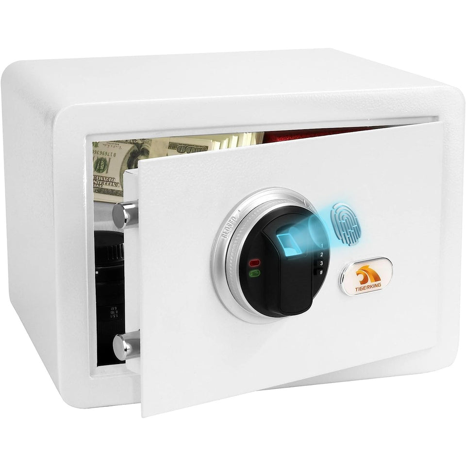TigerKing biometric fingerprint safe front view for quick access to valuables