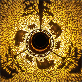 TIGGSY bear solar lantern LED-pattern close-up showing decorative glow