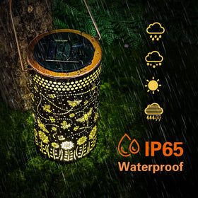 TIGGSY Bee Solar Lantern handmade metal design for durability.