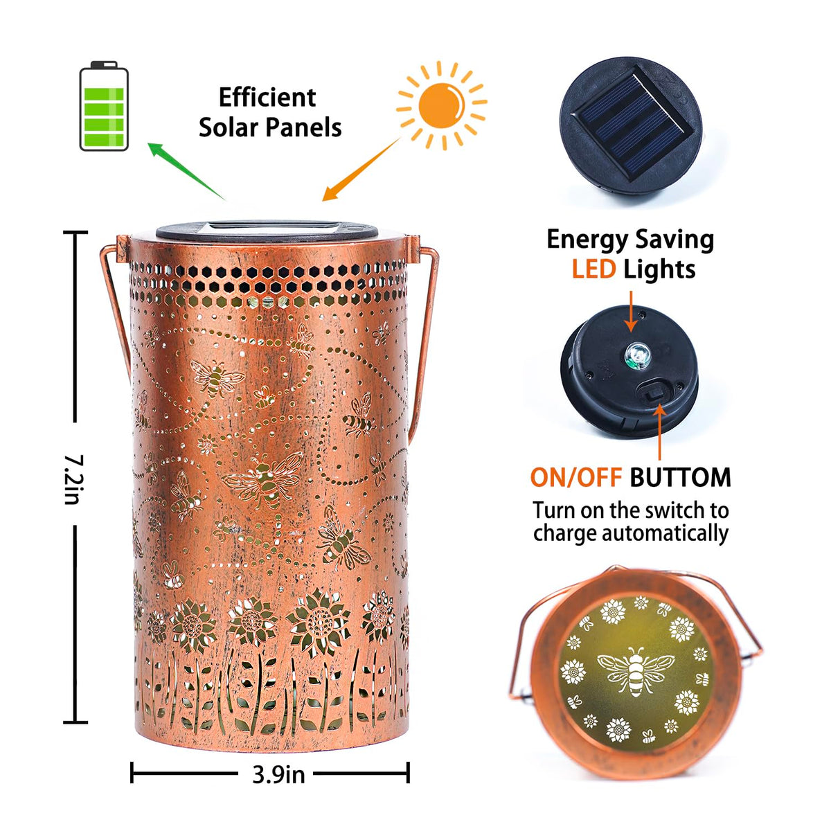 TIGGSY Bee Solar Lantern IP65 waterproof for all weather.