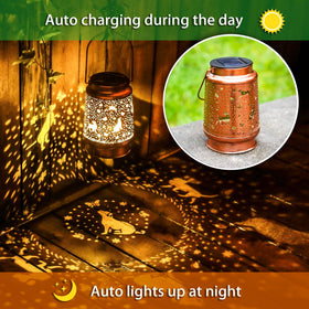 TIGGSY dog solar lantern lights a garden path at night