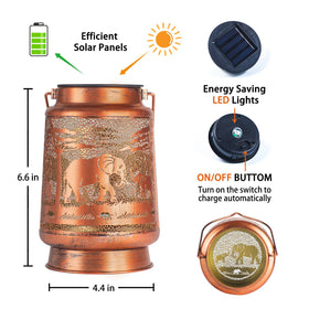 TIGGSY Elephant solar lantern guides pathways with decorative illumination.