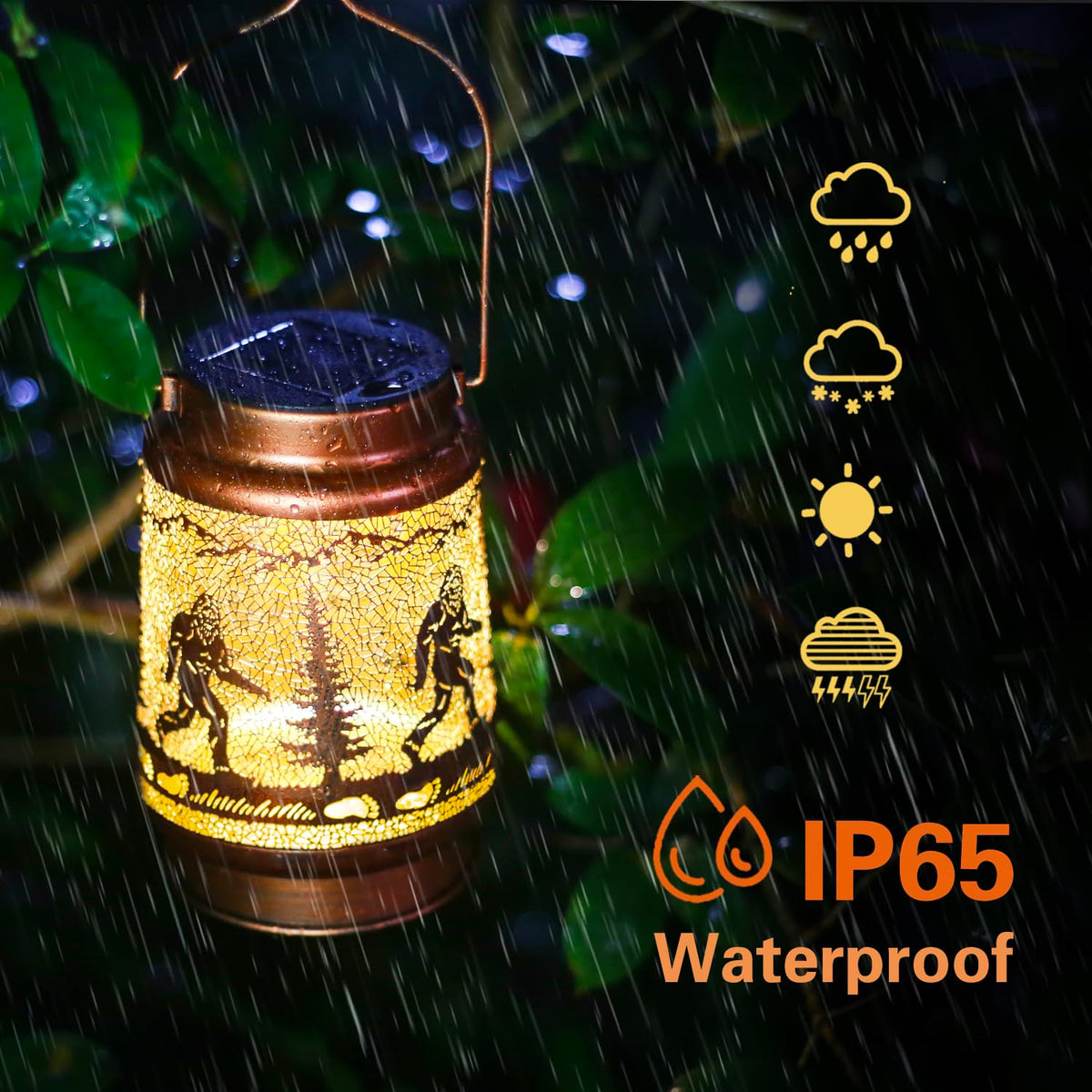 TIGGSY IP65 waterproof lantern withstands rain and snow.
