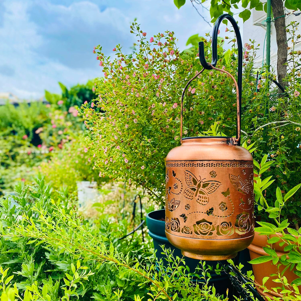 TIGGSY weatherproof butterfly lantern withstands outdoor conditions.