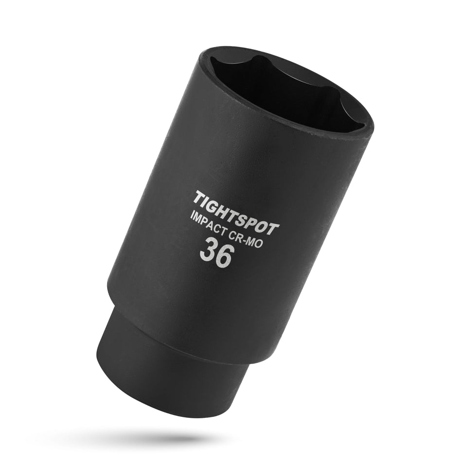 TIGHTSPOT 36mm deep impact socket with anti-rounding design for tough fasteners