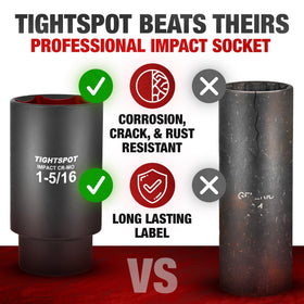 TIGHTSPOT CRMO steel impact socket for high torque tolerance and long life.