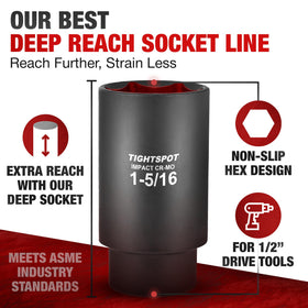 TIGHTSPOT socket featuring radius corner design to reduce rounding and ease removal.