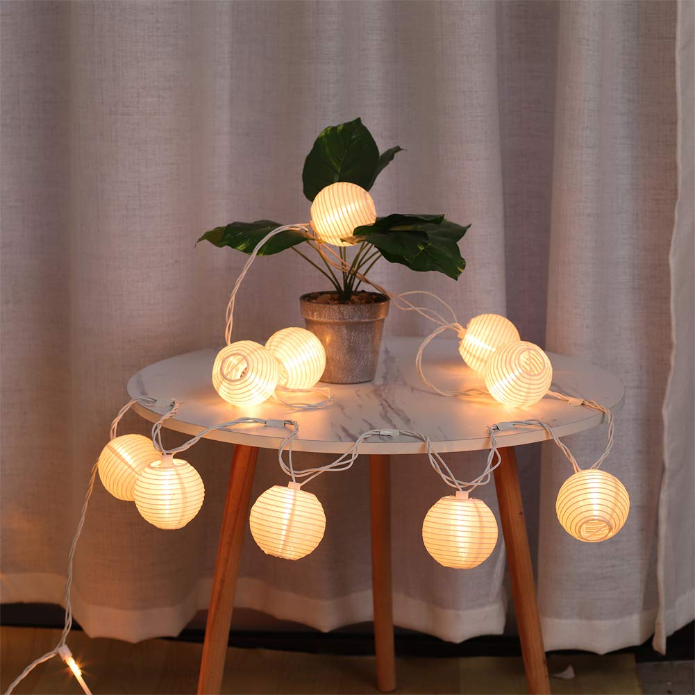TIGOMOOV 10 white nylon lantern lights create versatile indoor and outdoor ambiance.