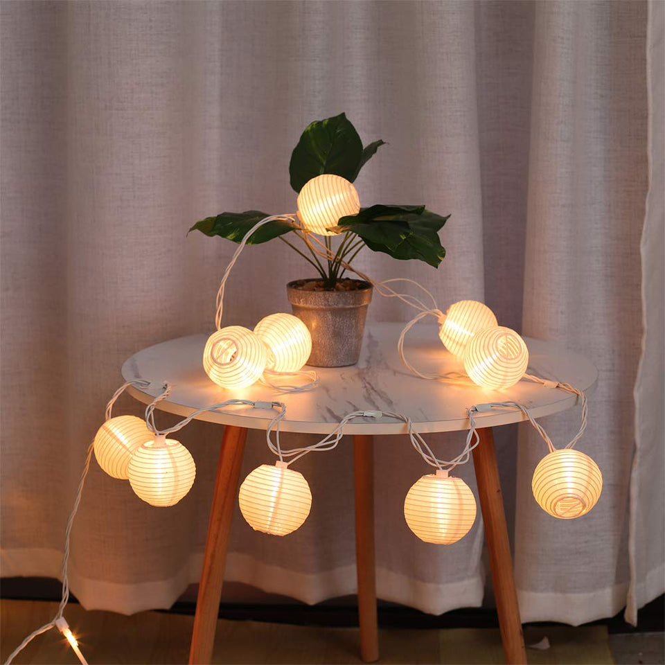 TIGOMOOV 10 white nylon lantern lights create versatile indoor and outdoor ambiance.