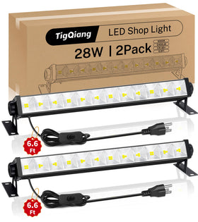TigQiang 28W LED shop light with 6.6 ft cord offers easy on/off control for garages.