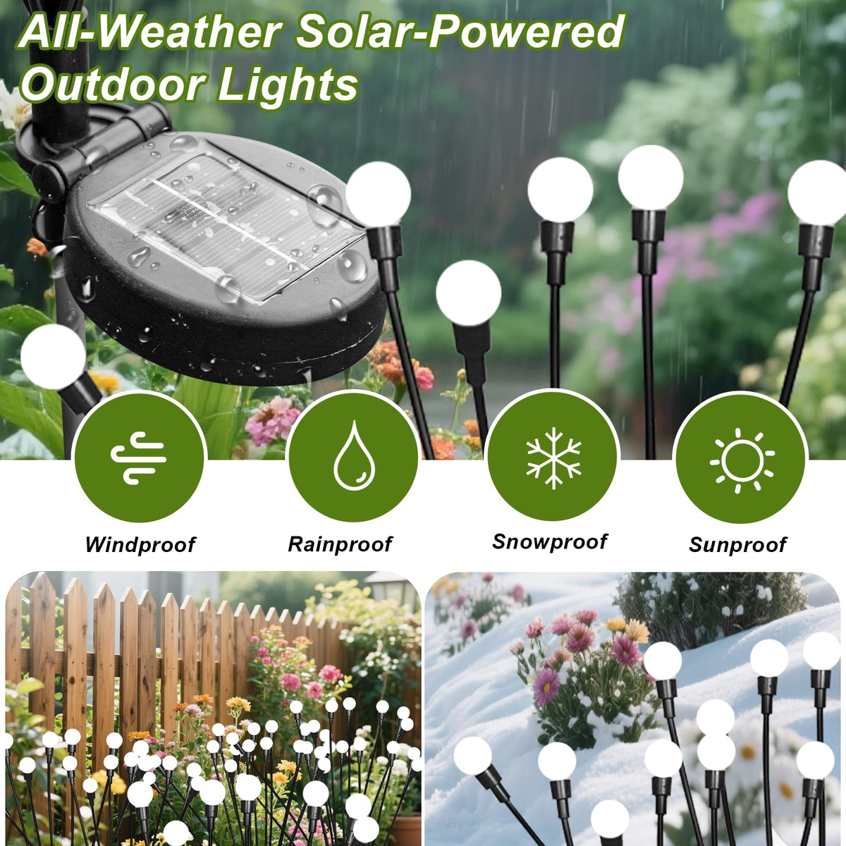 Tigrelight 4 pack solar firefly lights guiding a backyard path at night