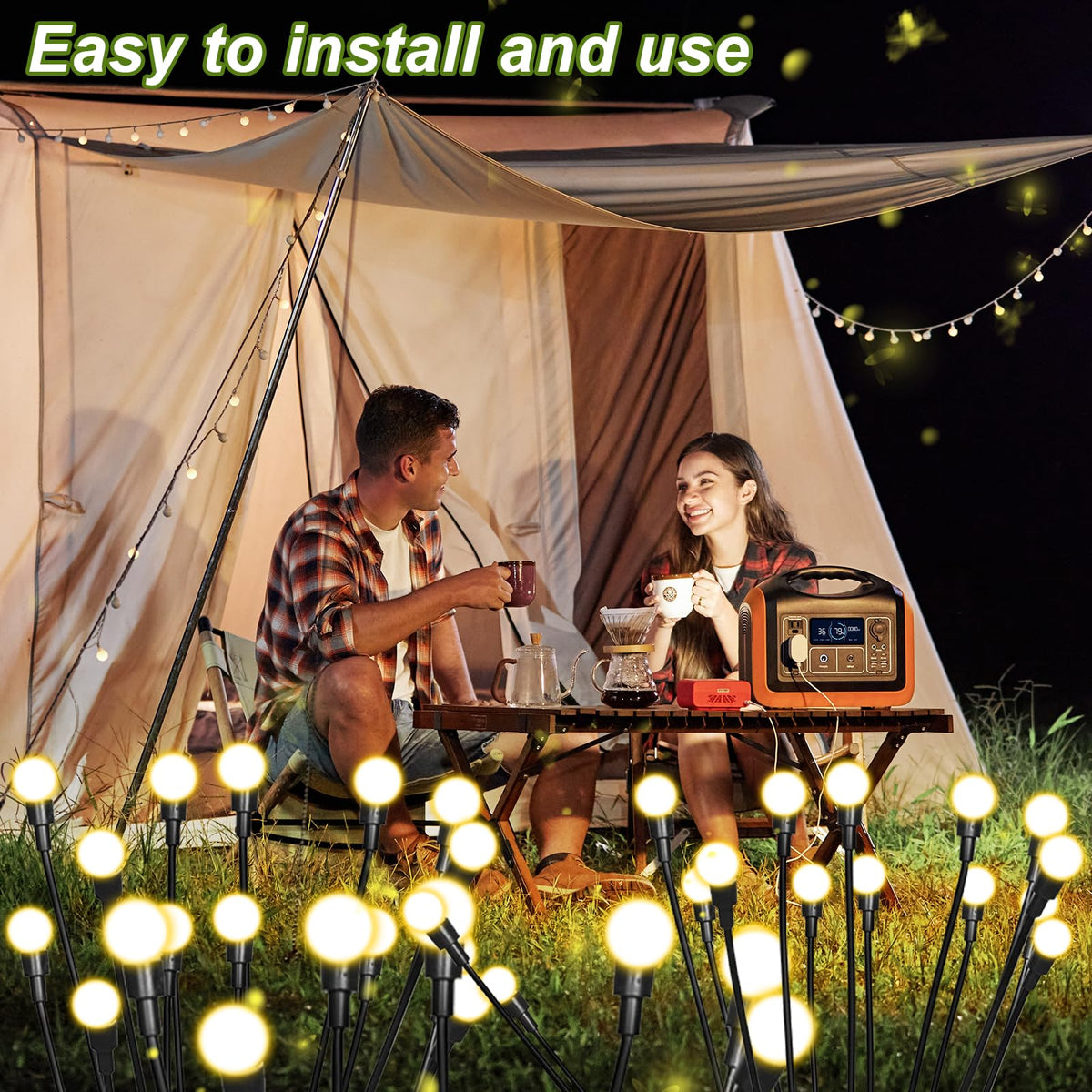 Tigrelight 4 pack solar firefly lights operating dusk to dawn function