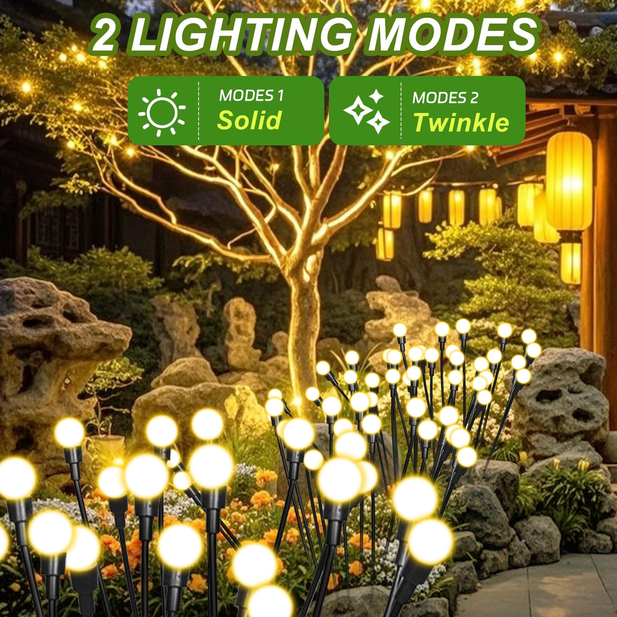 Tigrelight 4 pack solar firefly lights along front yard path