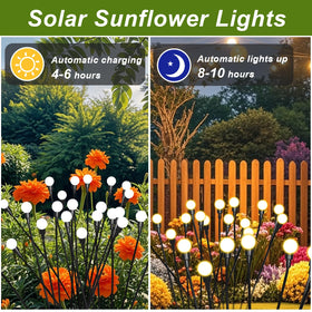 Tigrelight 4 pack solar firefly lights used as garden decor along hedge