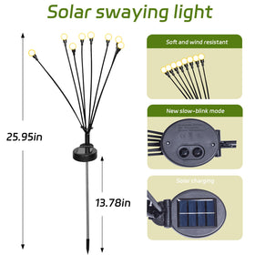 Tigrelight 4 pack solar firefly lights showing IP65 waterproof design in rain