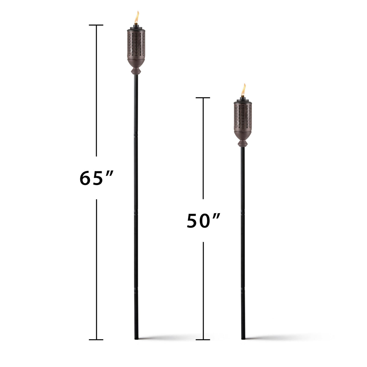 TIKI Cabos bronze torch in 50-inch garden mode for intimate patio lighting