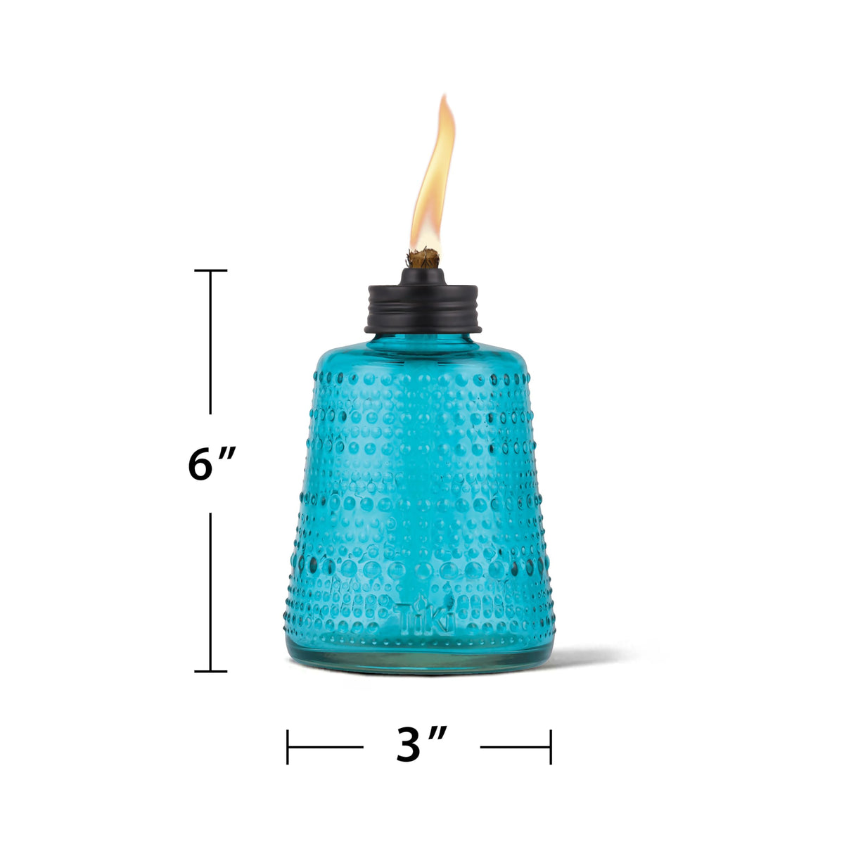 TIKI Carnival Glass Torch purple closeup, adds color to patio décor