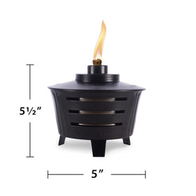 TIKI Mini Pit Table Torch creates cozy ambiance for patio, backyard, or cabin spaces.