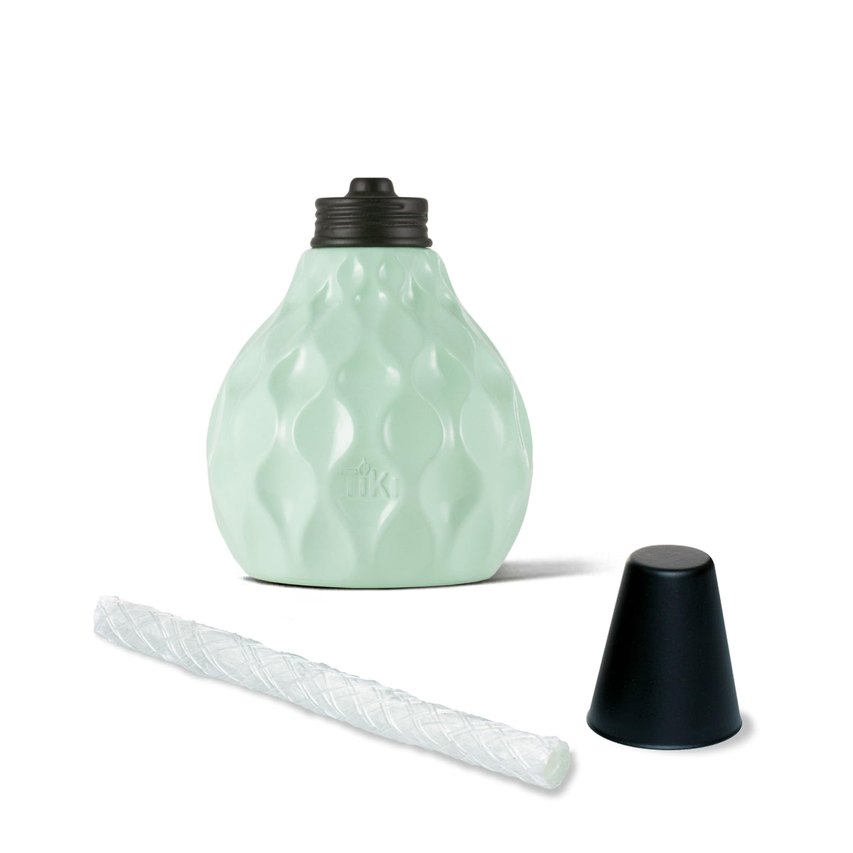 TIKI Seaside Escape table torch in blue glass enhances outdoor gatherings