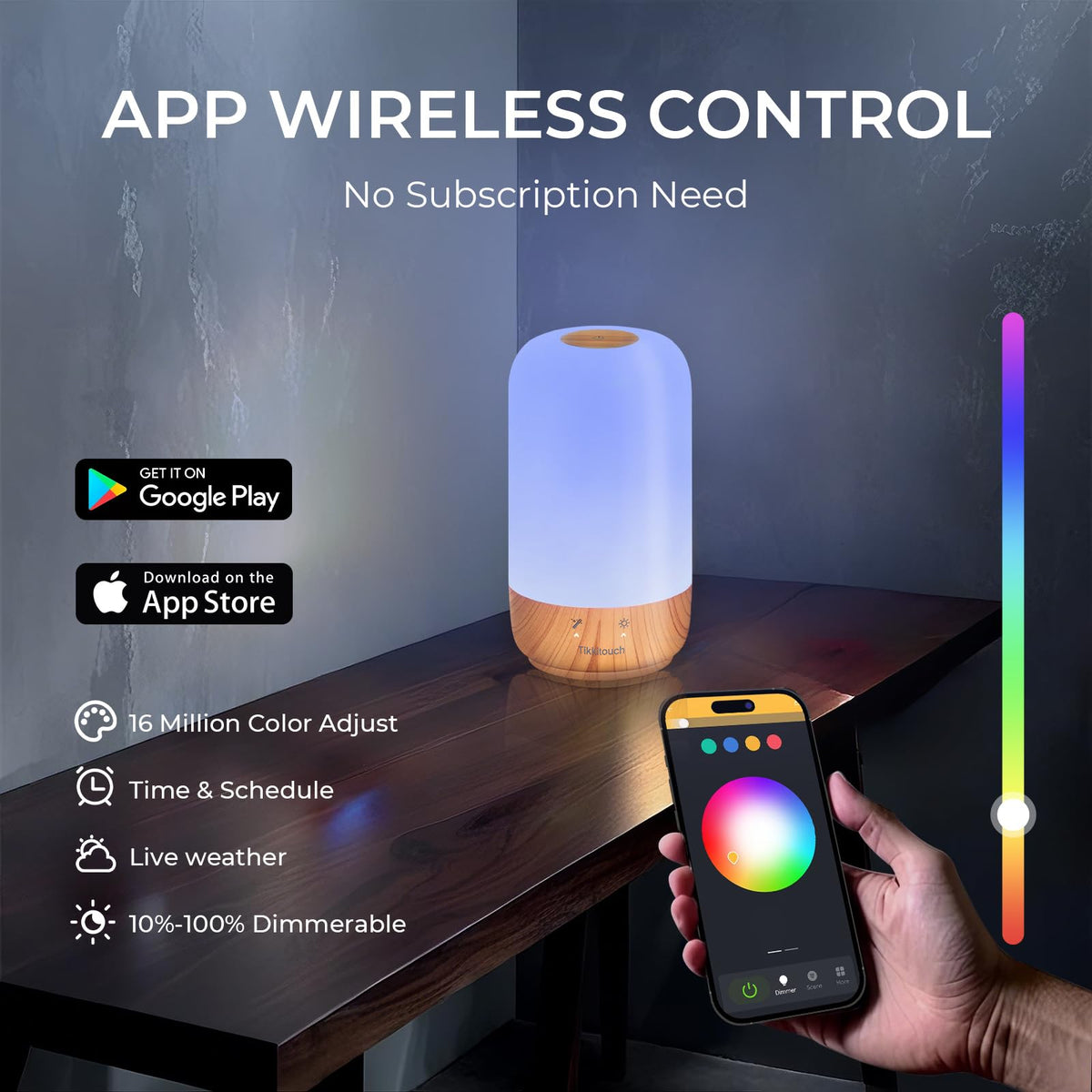 Tikkitouch color options display 16 million shades for mood lighting