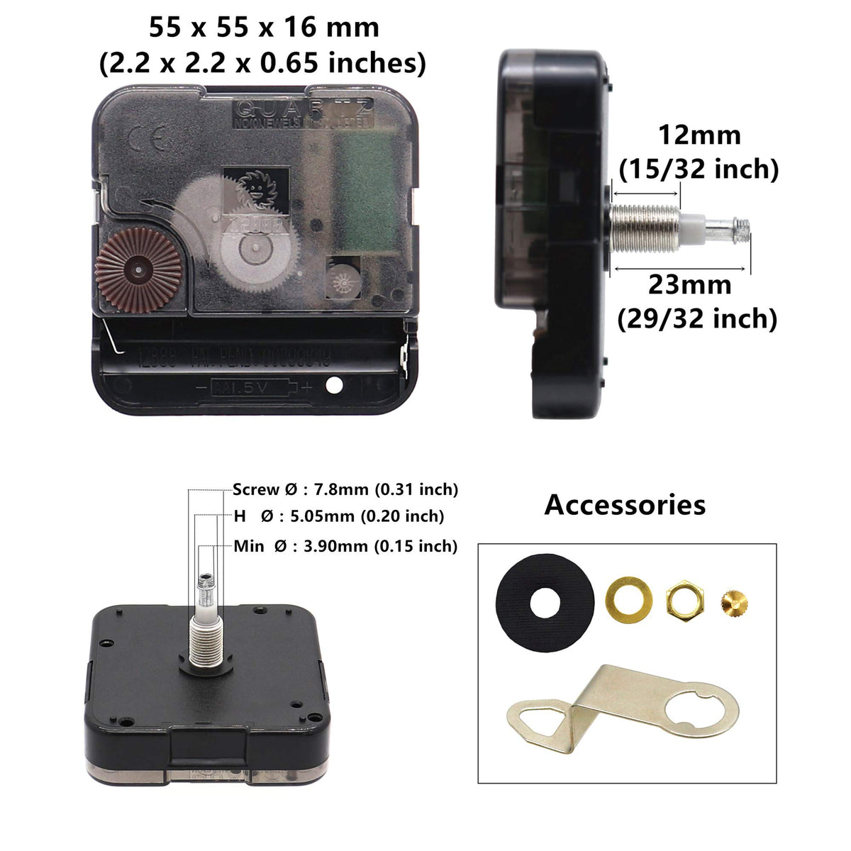 TIKROUND Youngtown long shaft movement designed for thick clock panels.
