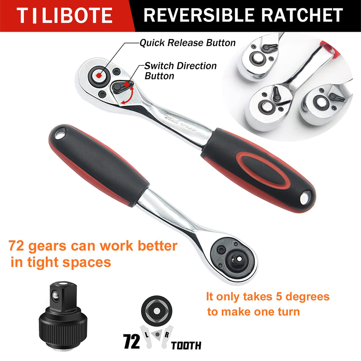 TILIBOTE extension bar 2-inch extends reach for stubborn bolts.