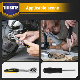 TILIBOTE rubber grip handle offers comfortable torque during longer projects.