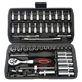 TILIBOTE 53-piece socket set arranged for automotive repair and home projects.