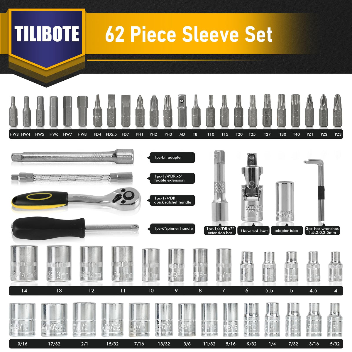 TILIBOTE 72-tooth ratchet close-up highlights quick-release for easy socket changes.