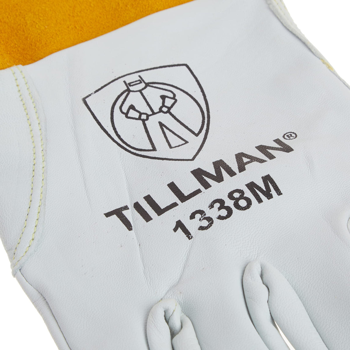 Tillman 1338M palm close-up highlighting grip flexibility for TIG welding.