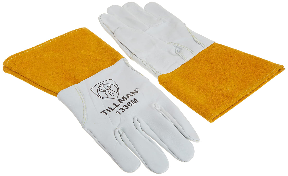 Tillman 1338M goatskin TIG glove side cuff detail for wrist protection.