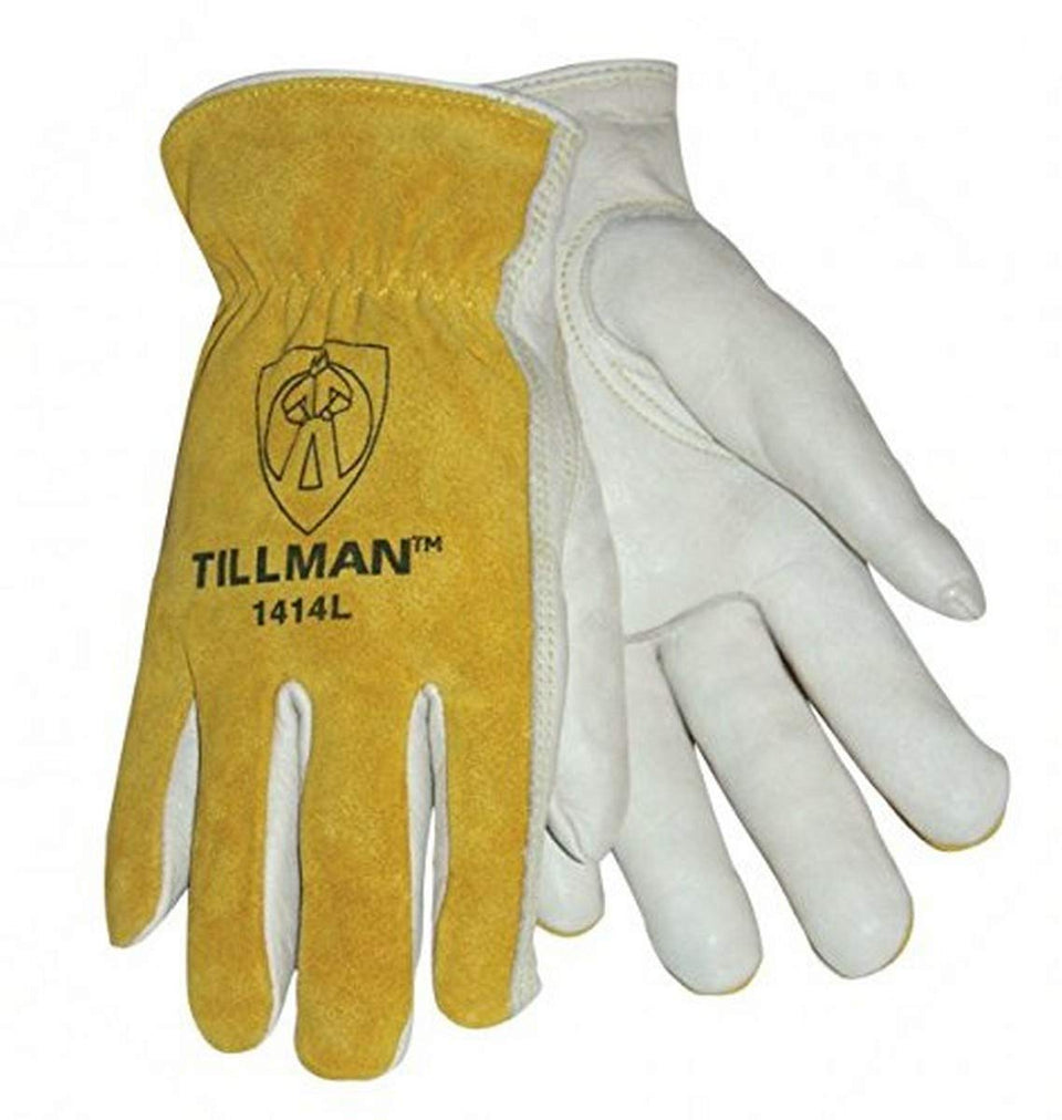 Tillman 1414M unlined cowhide glove, palm view, ideal for dexterous grip in welding and metalwork