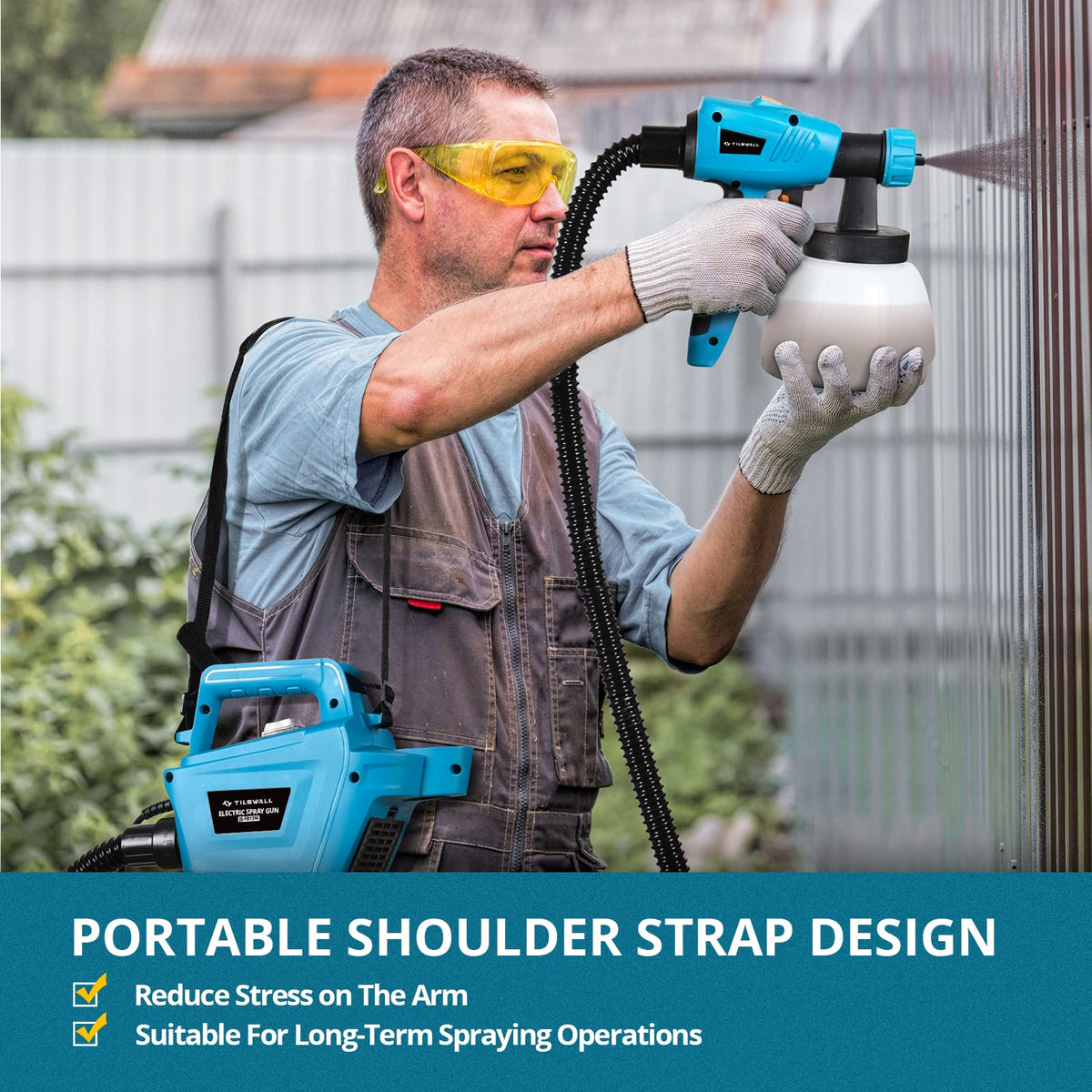 TILSWALL detachable 1300ml container enables long spraying sessions without frequent refills.