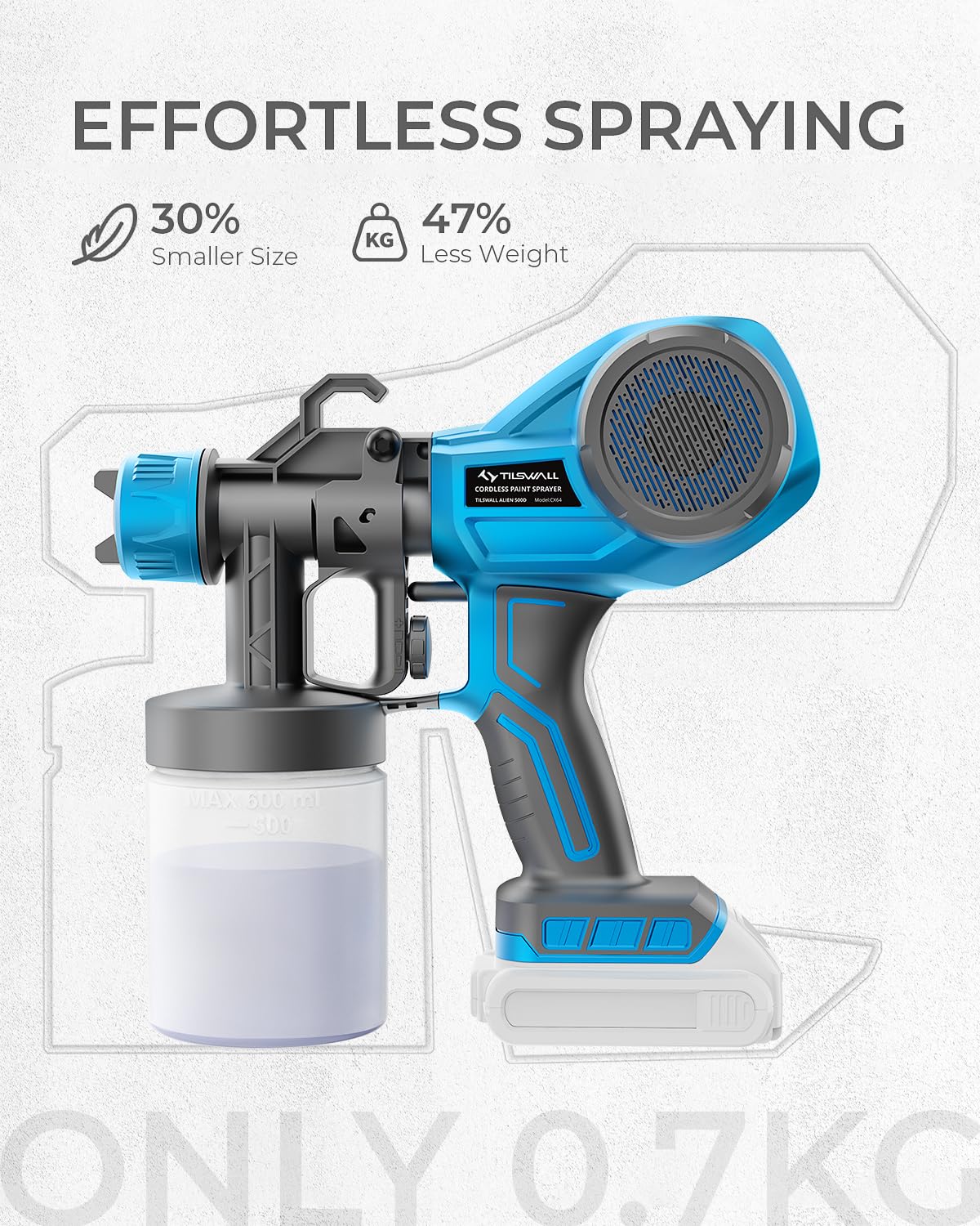 Tilswall spray gun four nozzles for versatile patterns