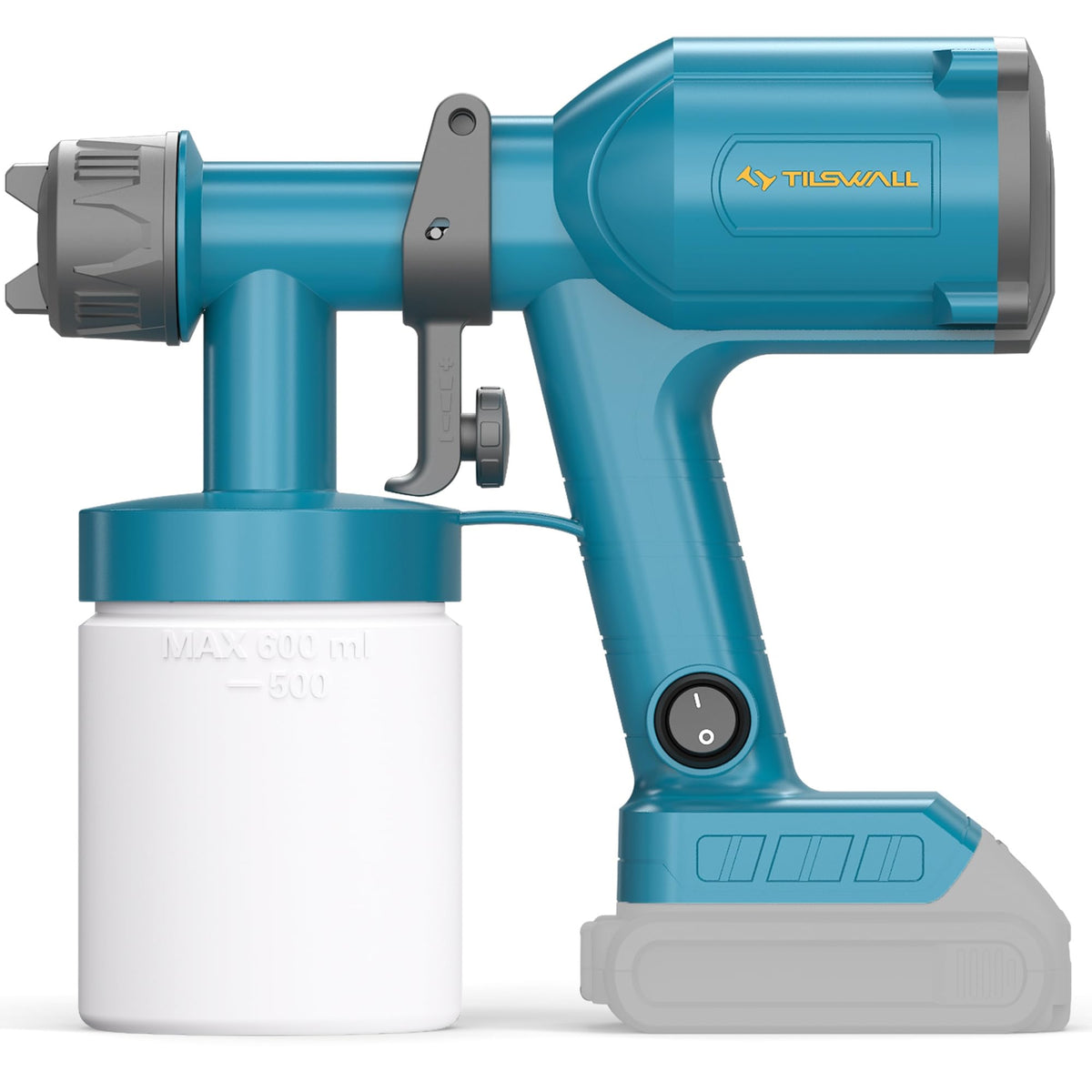 TILSWALL paint sprayer compact design for easy overhead painting and maneuverability.