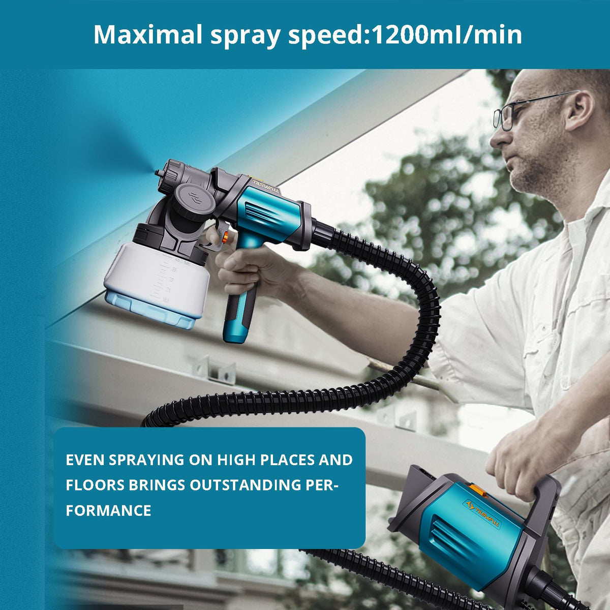 Tilswall Shark 800W vertical oval spray mode for panels.